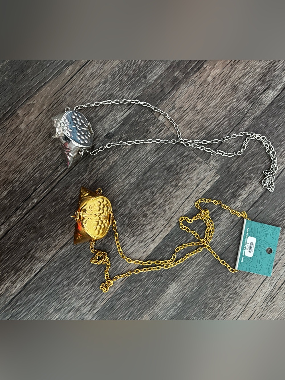 Earthbound purse necklaces new gold and silver